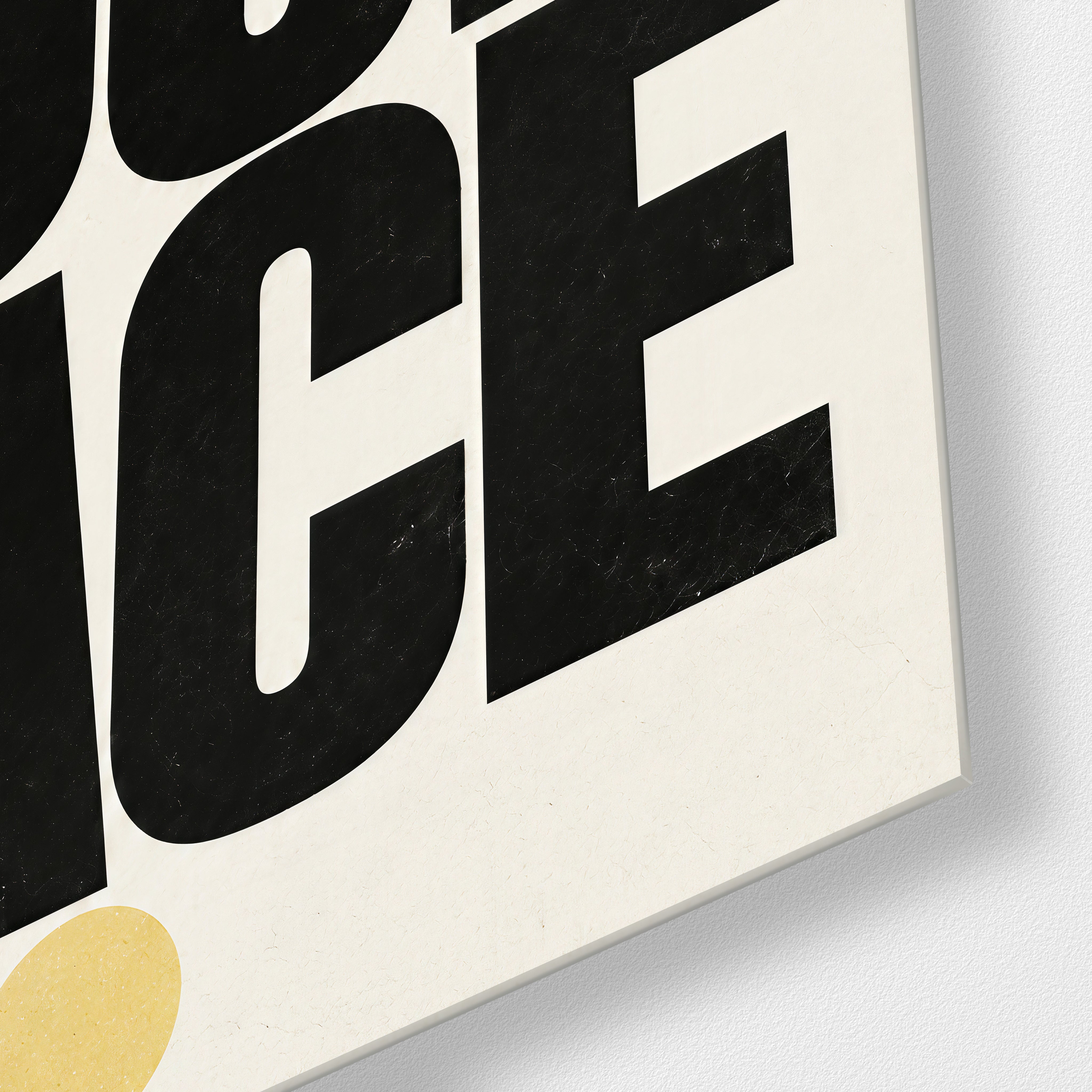 Own Your Pace Artdesigna glass wall art with inspirational typography design close-up