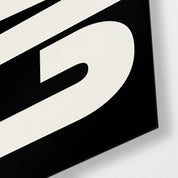 Ciao! Bold Type glass wall art by Artdesigna, close-up view of typographic lettering on glass