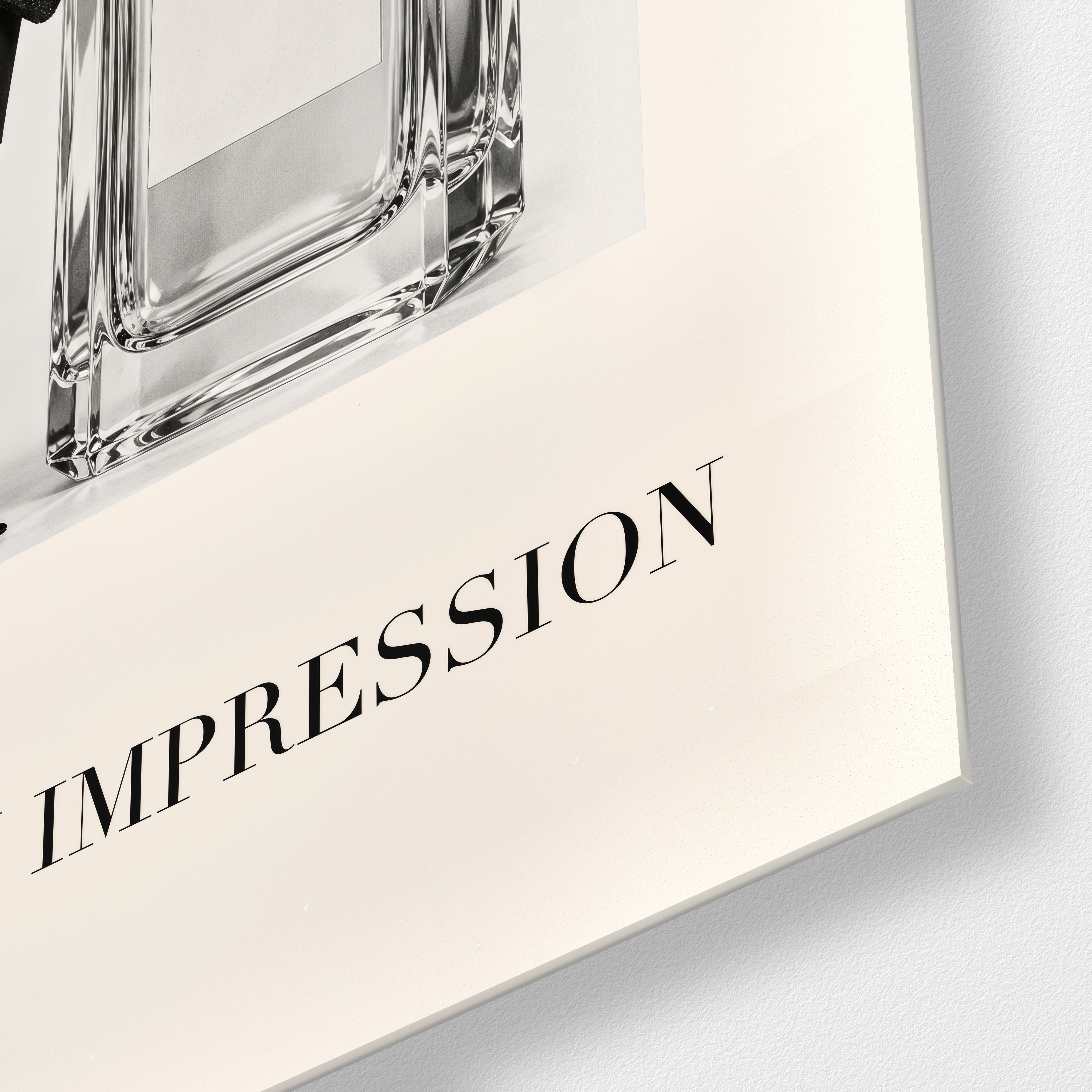Leave an Impression glass wall art by Artdesigna, close-up view of printed glass artwork