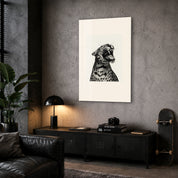 Leopard Roar glass wall art by Artdesigna displayed in a corner setting