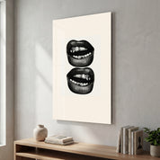 Golden Grin Artdesigna glass wall art featuring a golden smile design on a clear glass panel