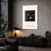 Artdesigna The Pool Club glass wall art displayed in a corner setting