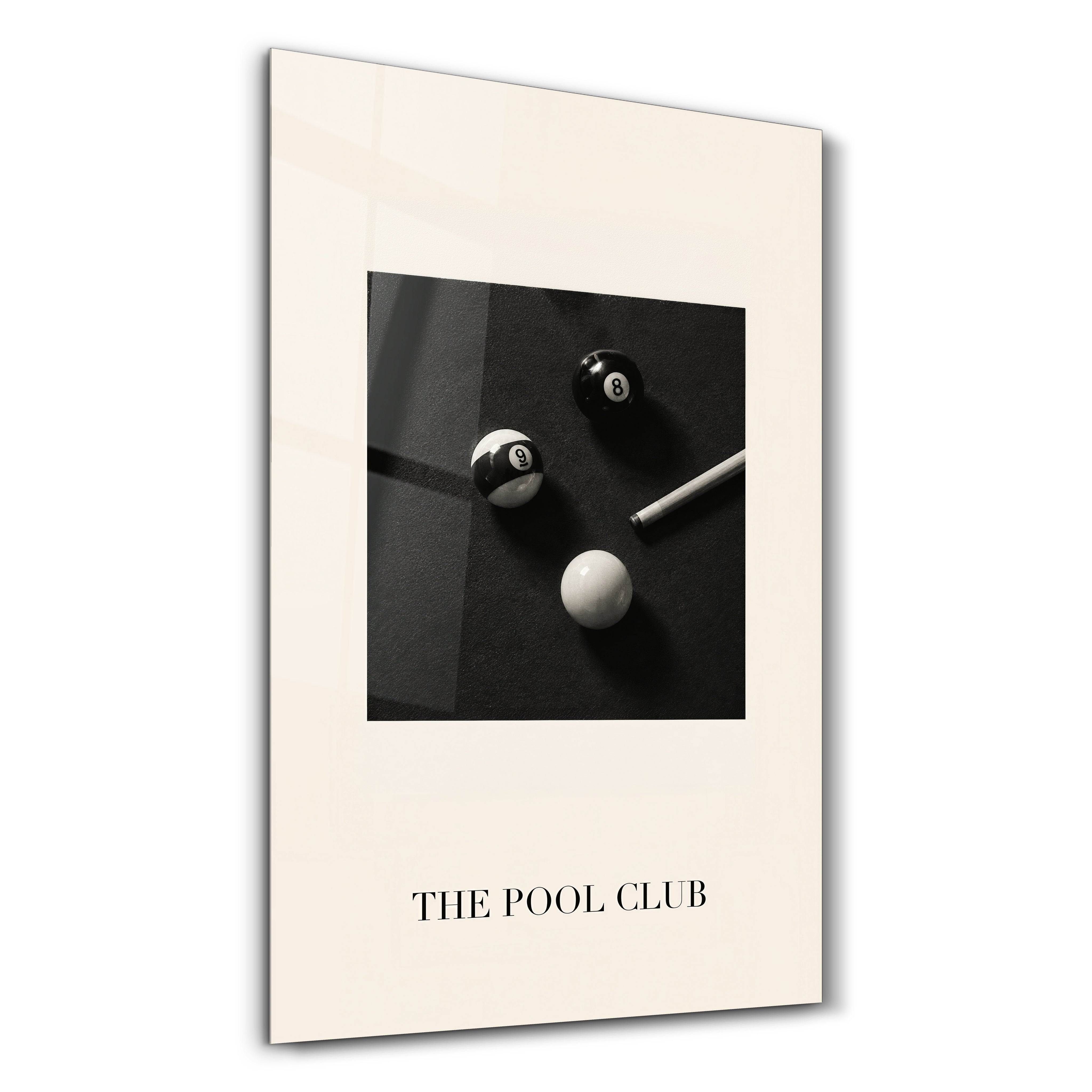 Artdesigna The Pool Club glass wall art featuring a vibrant poolside scene in blue and green tones