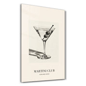 Martini Club glass wall art by Artdesigna featuring a stylish martini-themed design in a studio setting