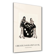 Create Your Own Luck glass wall art by Artdesigna with inspirational text design