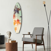 Paradise Palms | Surfboard Glass Wall Art