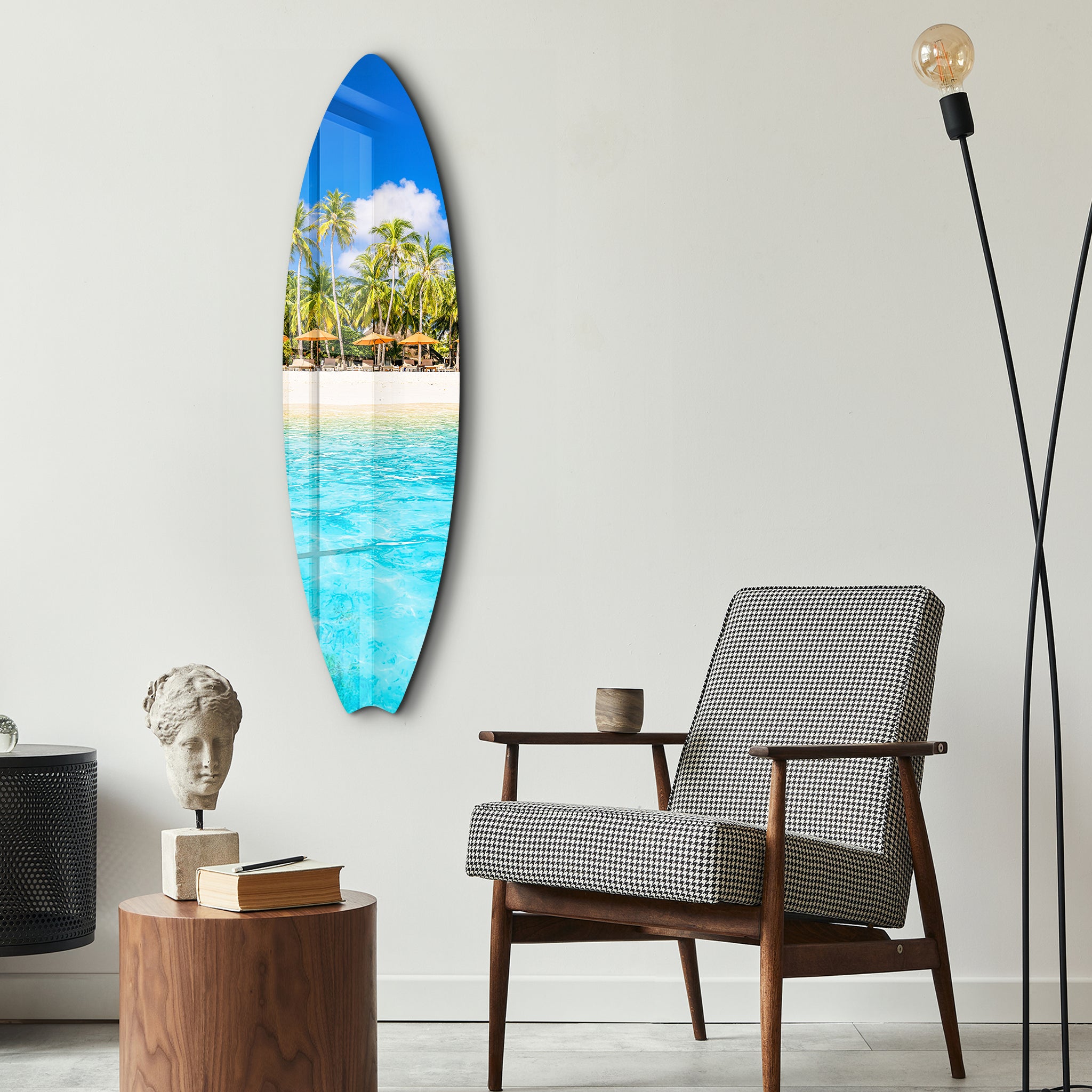 Island Escape | Surfboard Glass Wall Art