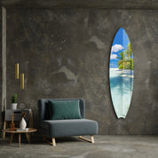 Palm Paradise | Surfboard Glass Wall Art