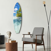 Palm Paradise | Surfboard Glass Wall Art