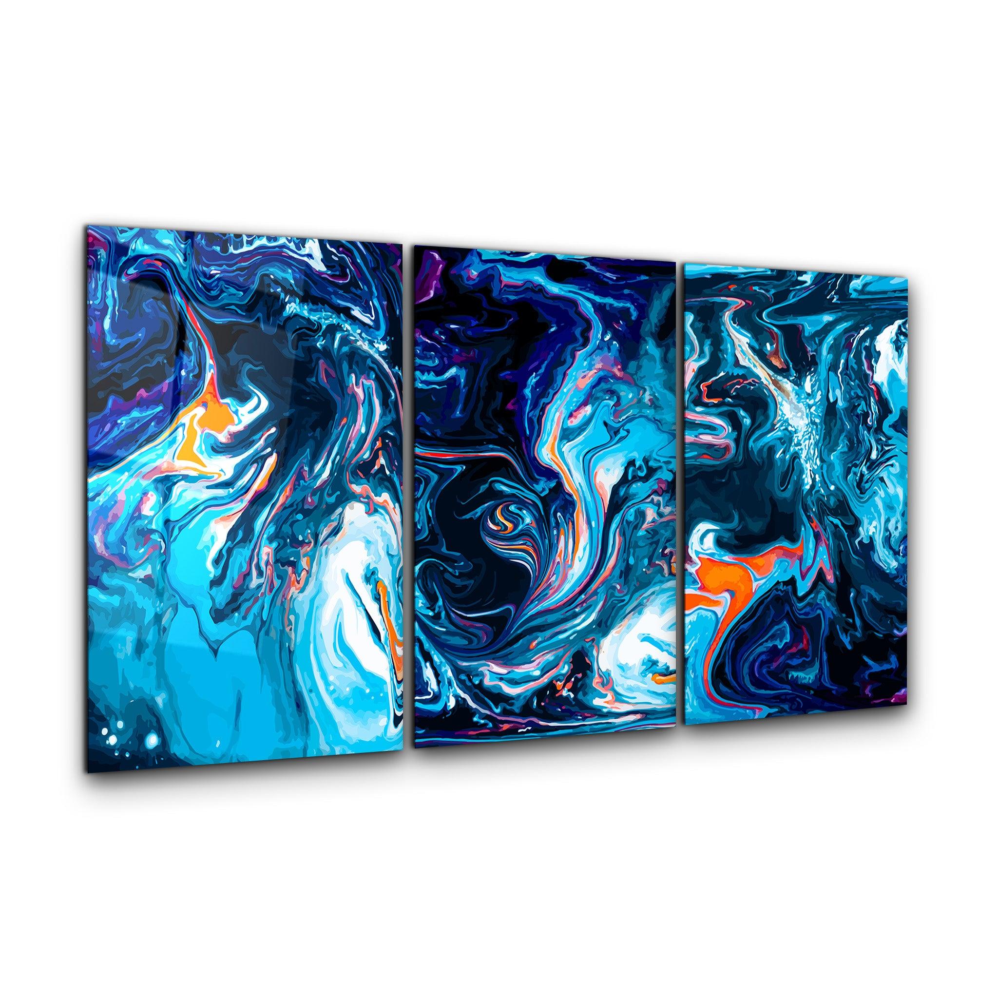 ・"Blue Dreams - Trio"・Glass Wall Art - ArtDesigna Glass Printing Wall Art