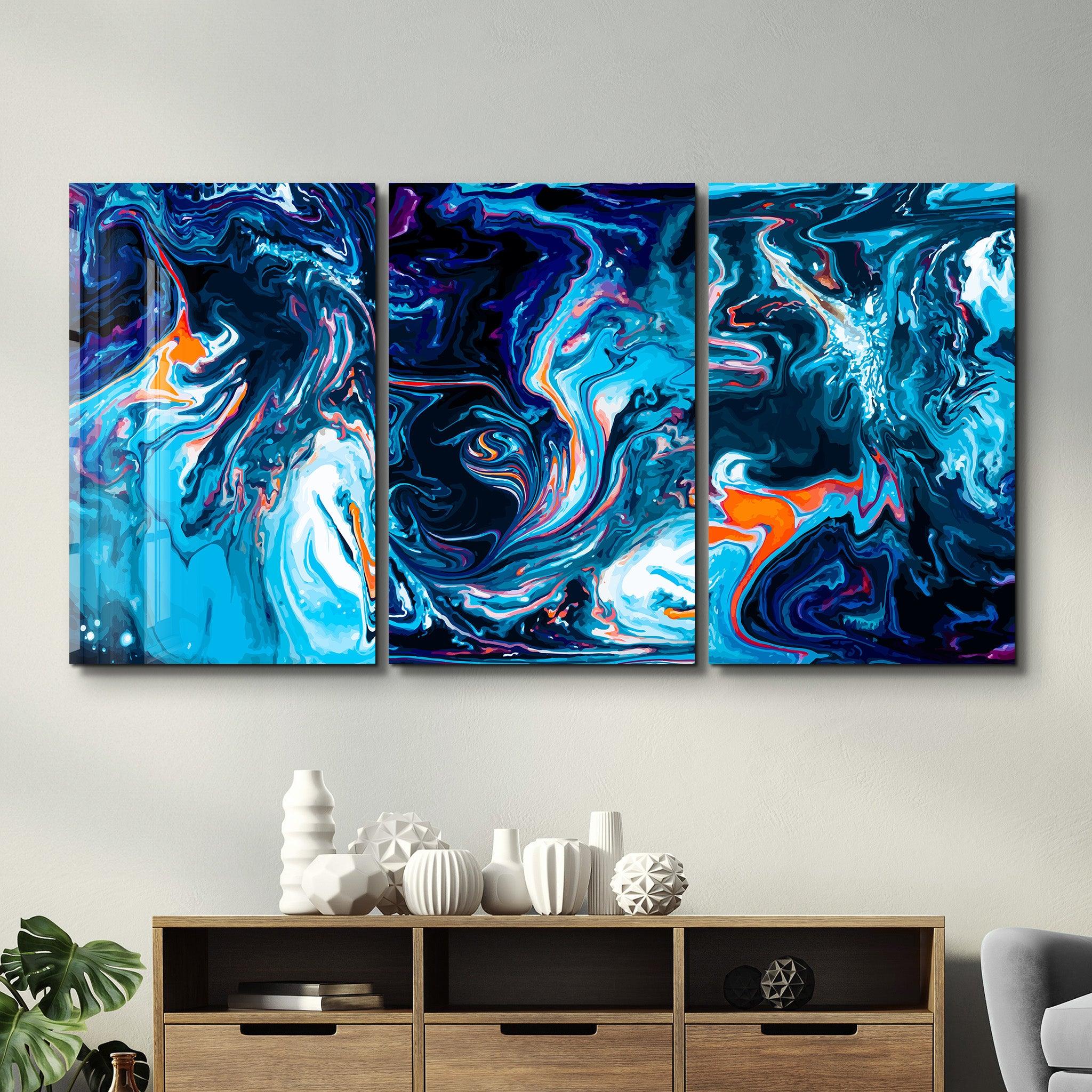 ・"Blue Dreams - Trio"・Glass Wall Art - ArtDesigna Glass Printing Wall Art