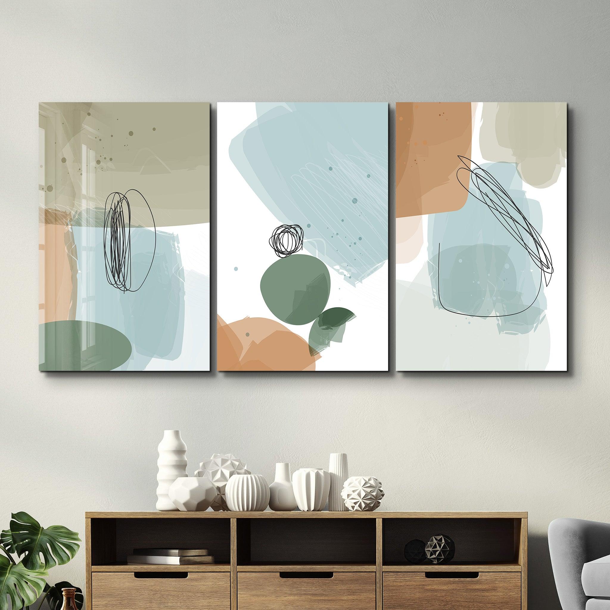 ・"Abstract Lines - Trio"・Glass Wall Art - ArtDesigna Glass Printing Wall Art