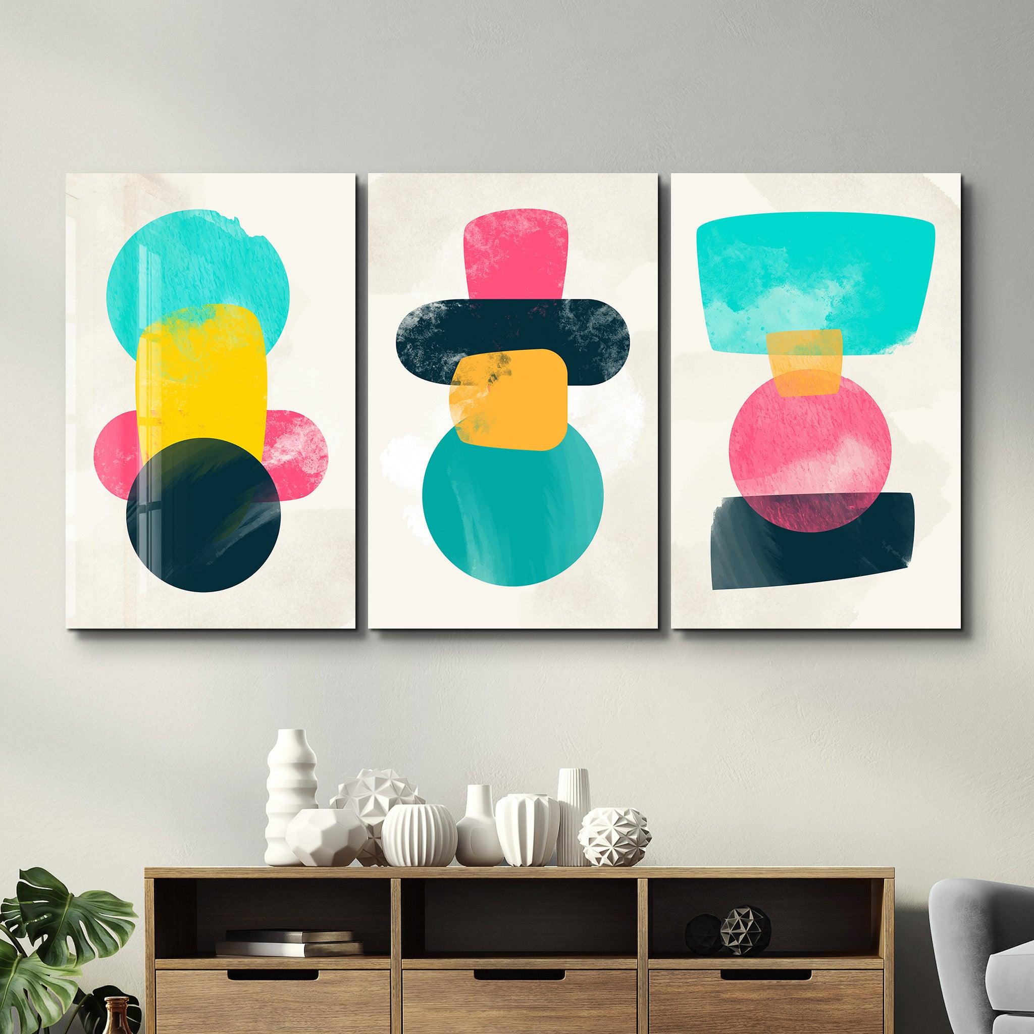 ・"Colors and Shapes- Trio"・Glass Wall Art - ArtDesigna Glass Printing Wall Art