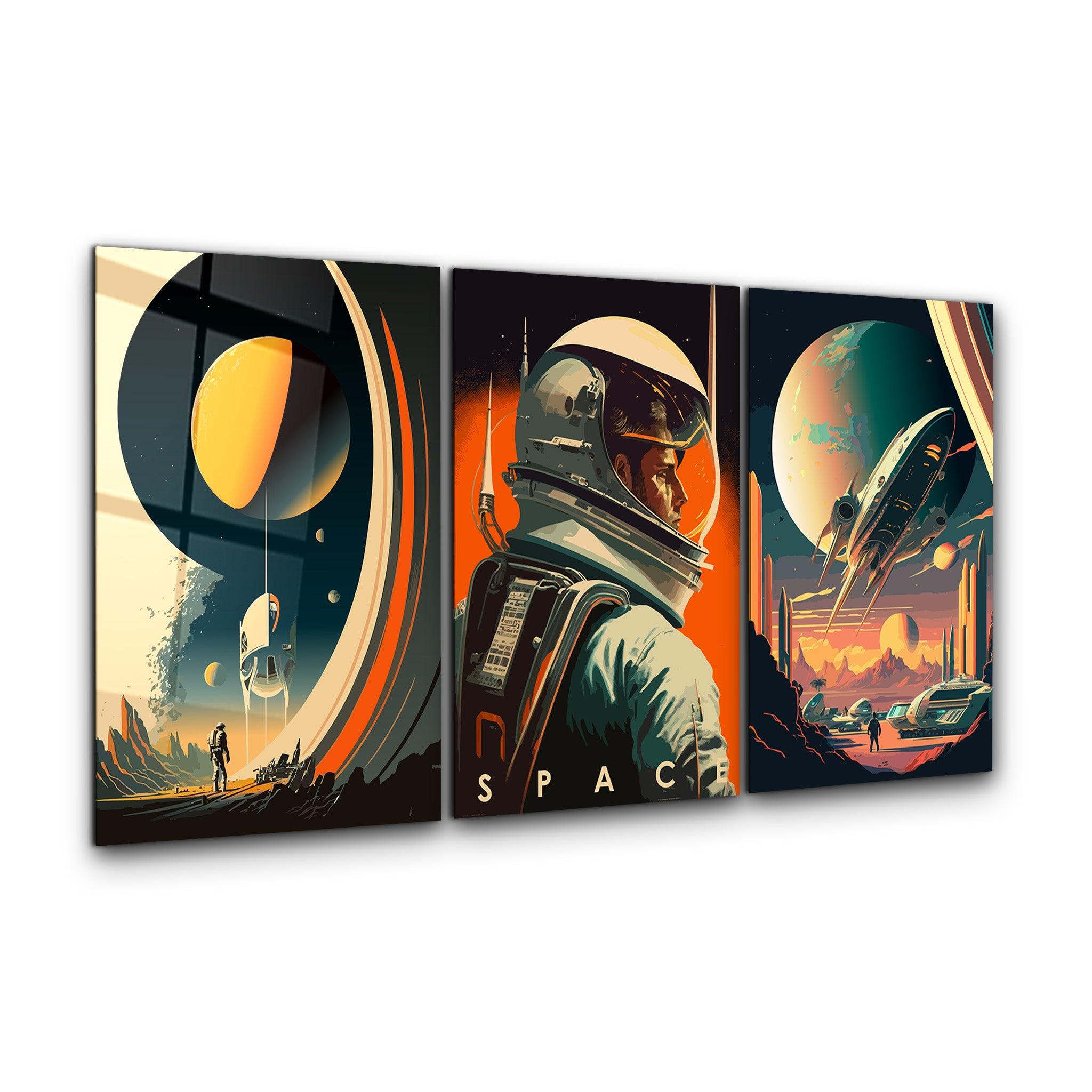 ・" A Day in Space - Trio"・Glass Wall Art - ArtDesigna Glass Printing Wall Art