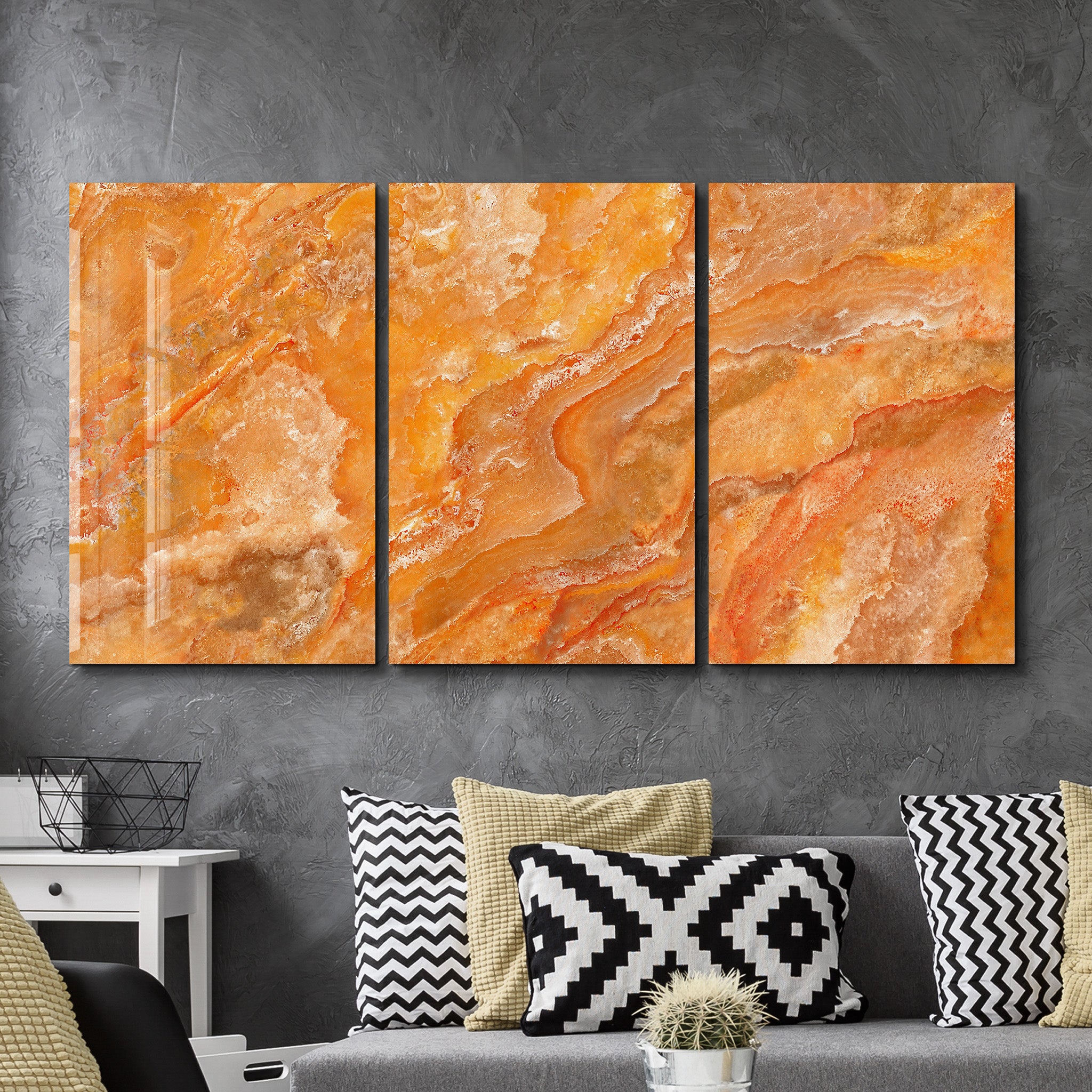 Amber Cloud Trio | Glass Wall Art
