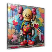 KAWS Colorful Fan Art Graffiti | Glass Wall Art - Artdesigna