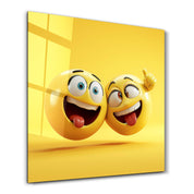 Cheerful Smileys | Glass Wall Art - Artdesigna