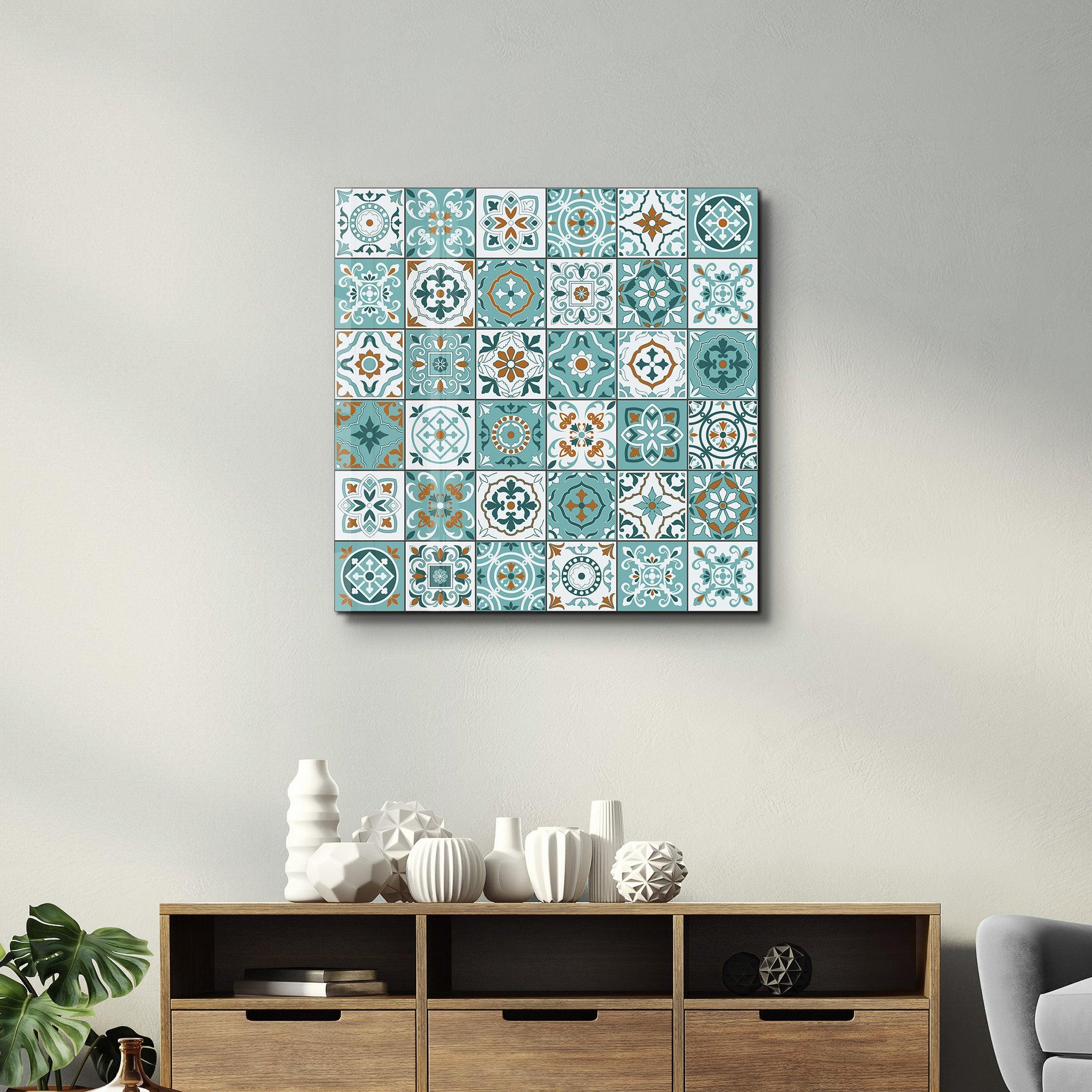 Turquoise Italian Ceramic Tiles Collection | Glass Wall Art - Artdesigna