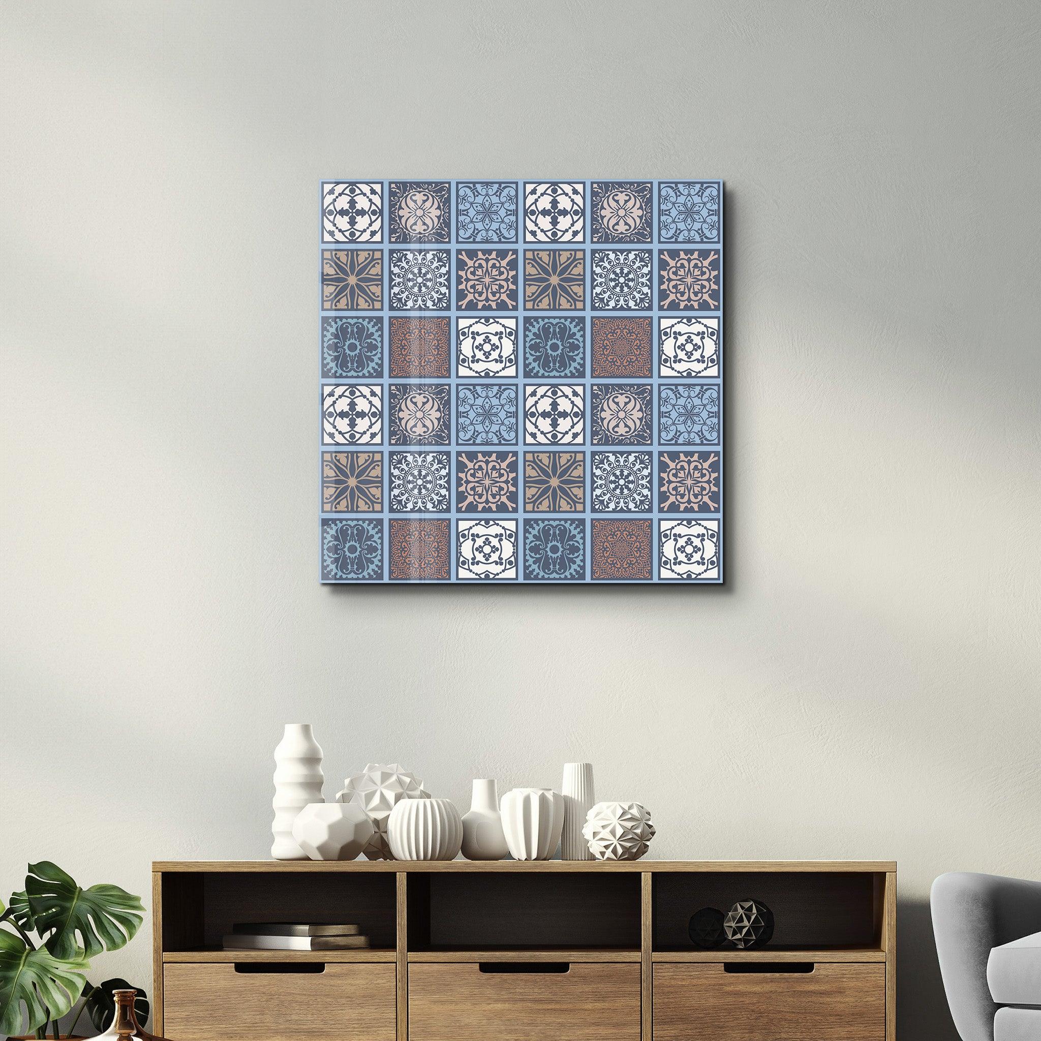 Blue-Brown Italian Ceramic Tiles Collection | Glass Wall Art - Artdesigna