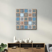 Blue-Light Brown Italian Ceramic Tiles Collection | Glass Wall Art - Artdesigna