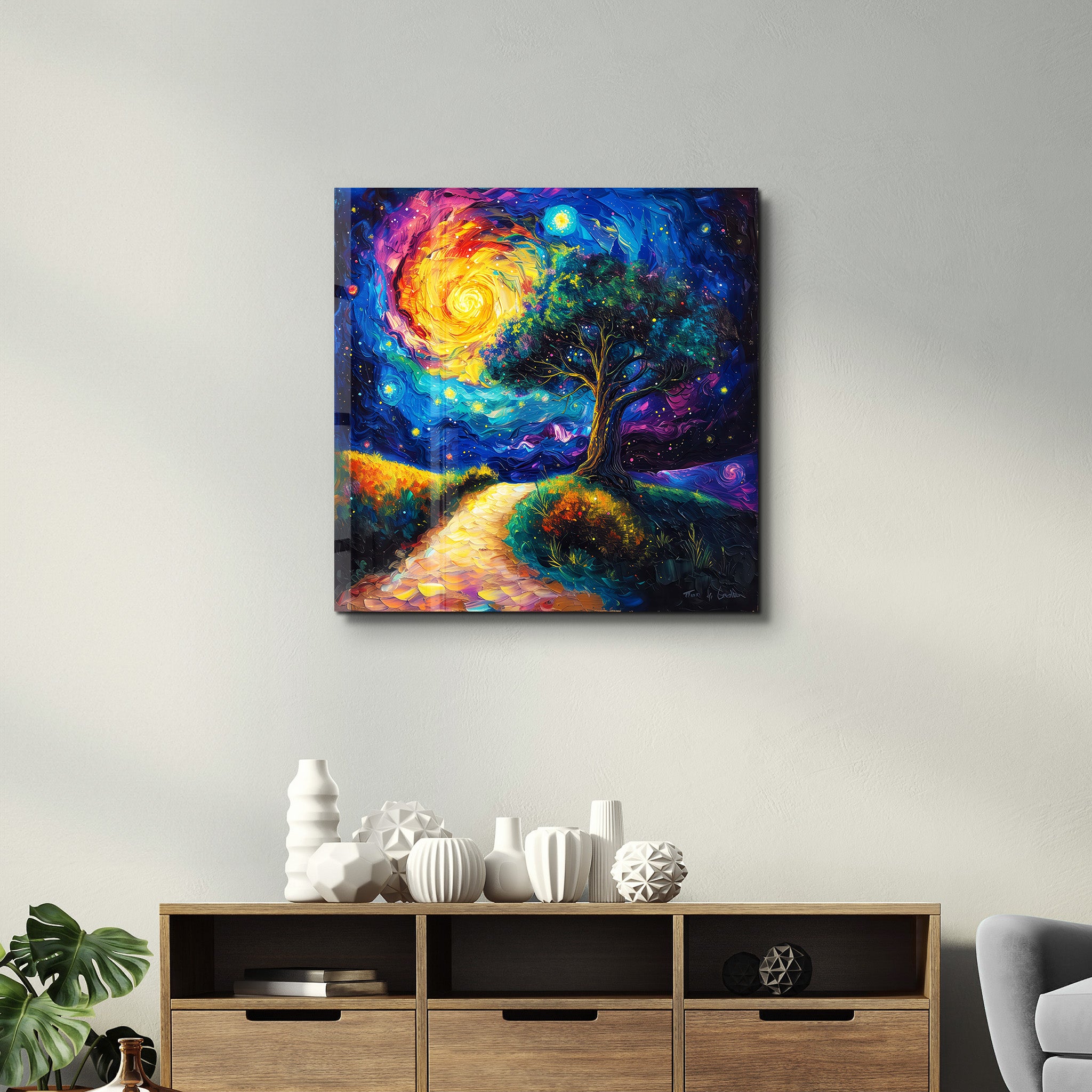 Tree of Life Van Gogh Style | Glass Wall Art - Artdesigna