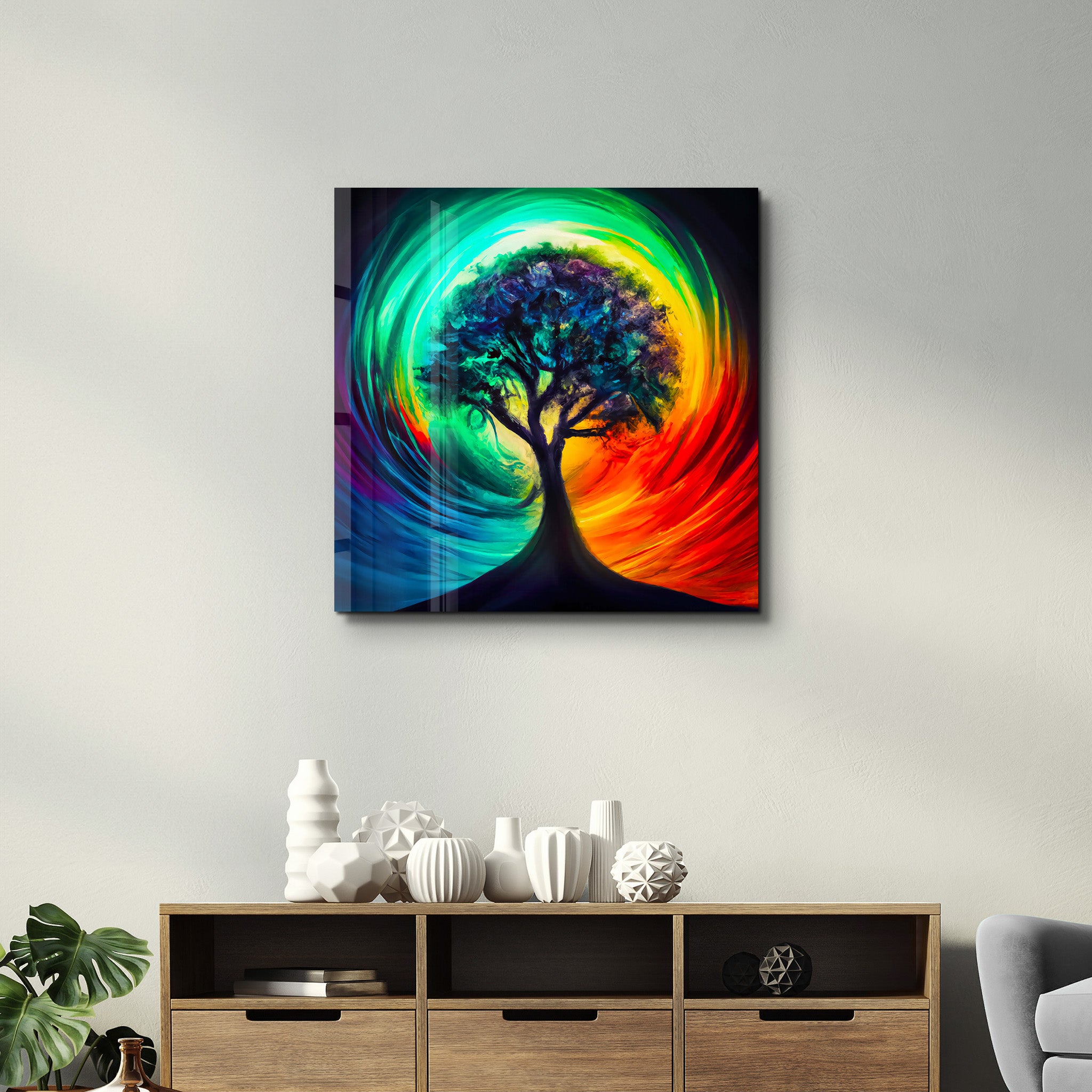 Tree of Life Oil Paint | Glass Wall Art - Artdesigna