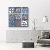 9 Blue-Brown Italian Ceramic Tiles Collection | Glass Wall Art - Artdesigna