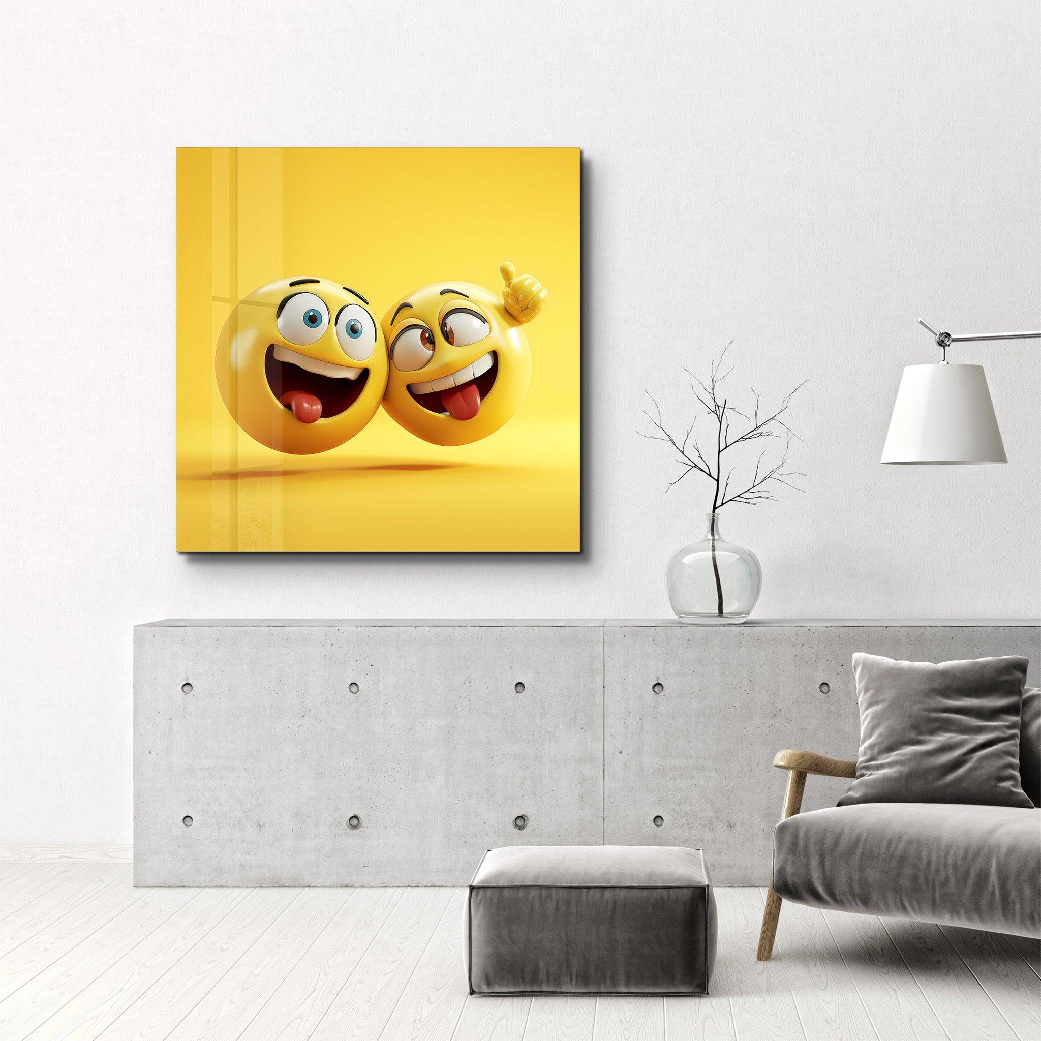 Cheerful Smileys | Glass Wall Art - Artdesigna