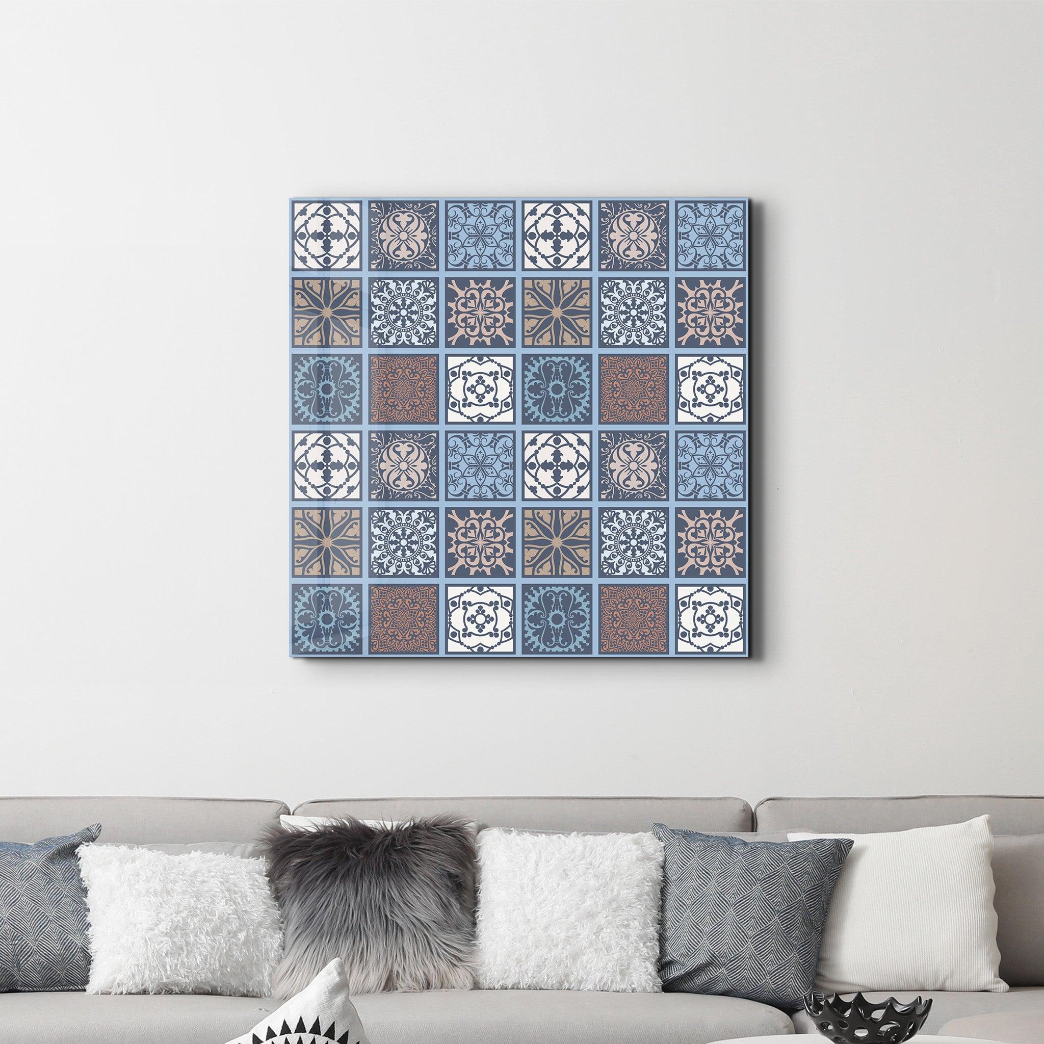 Blue-Brown Italian Ceramic Tiles Collection | Glass Wall Art - Artdesigna