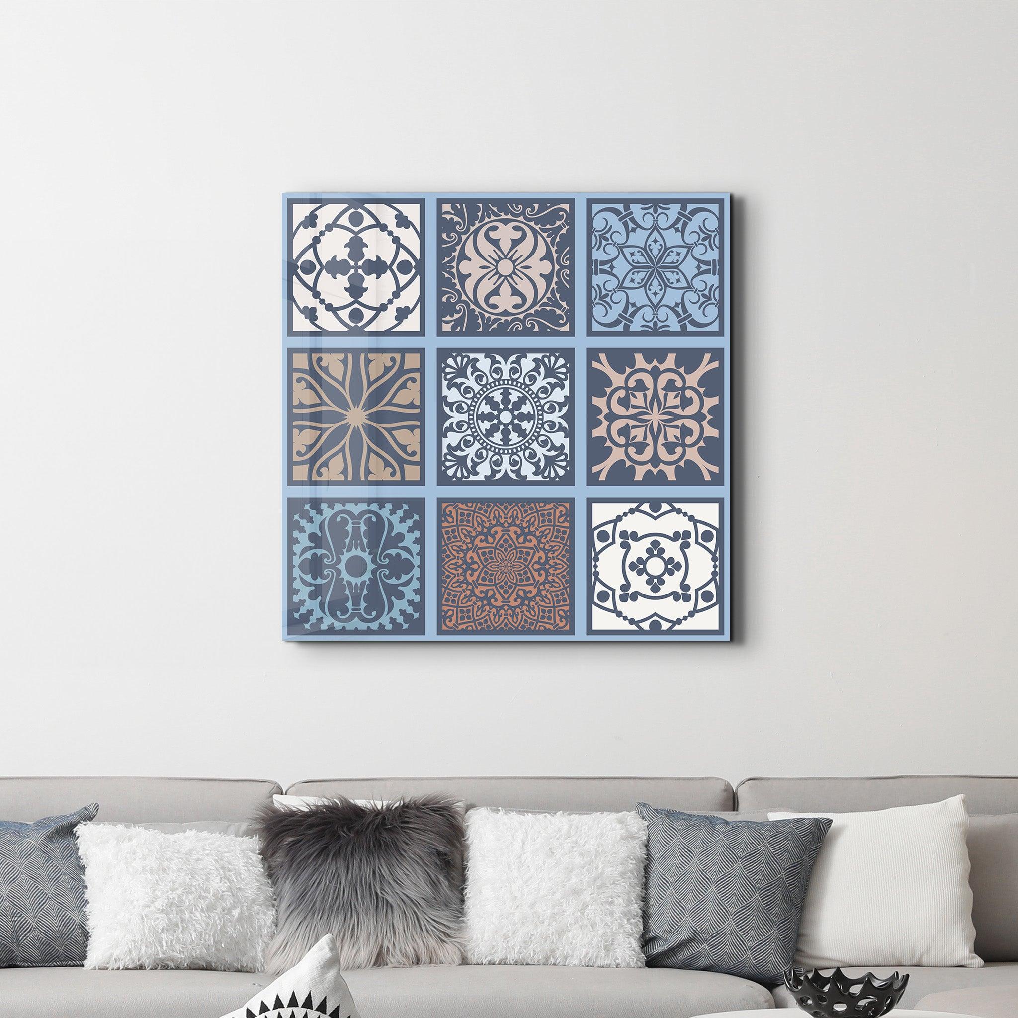 9 Blue-Brown Italian Ceramic Tiles Collection | Glass Wall Art - Artdesigna