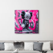 White KAWS with Nike Fan Art Stylish | Glass Wall Art - Artdesigna