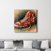 Flower Sneaker | Glass Wall Art - Artdesigna