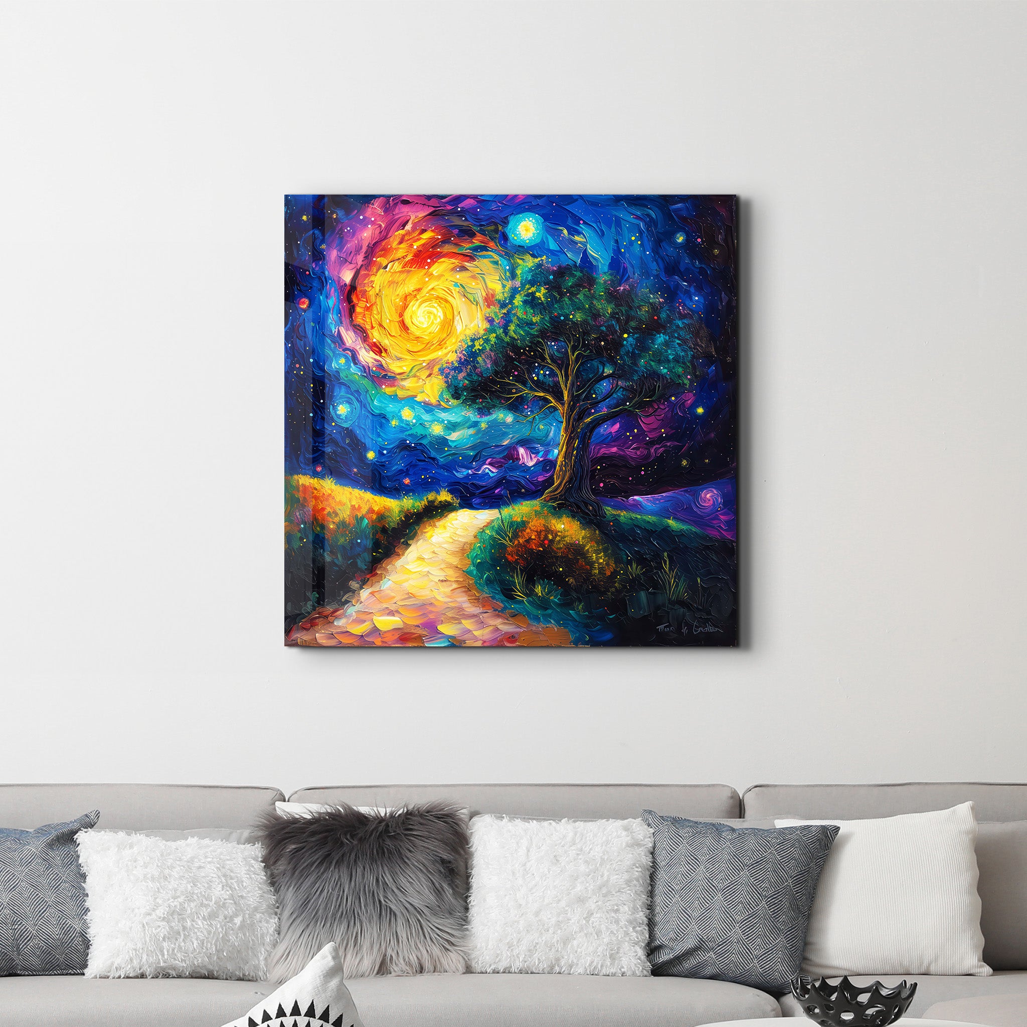 Tree of Life Van Gogh Style | Glass Wall Art - Artdesigna