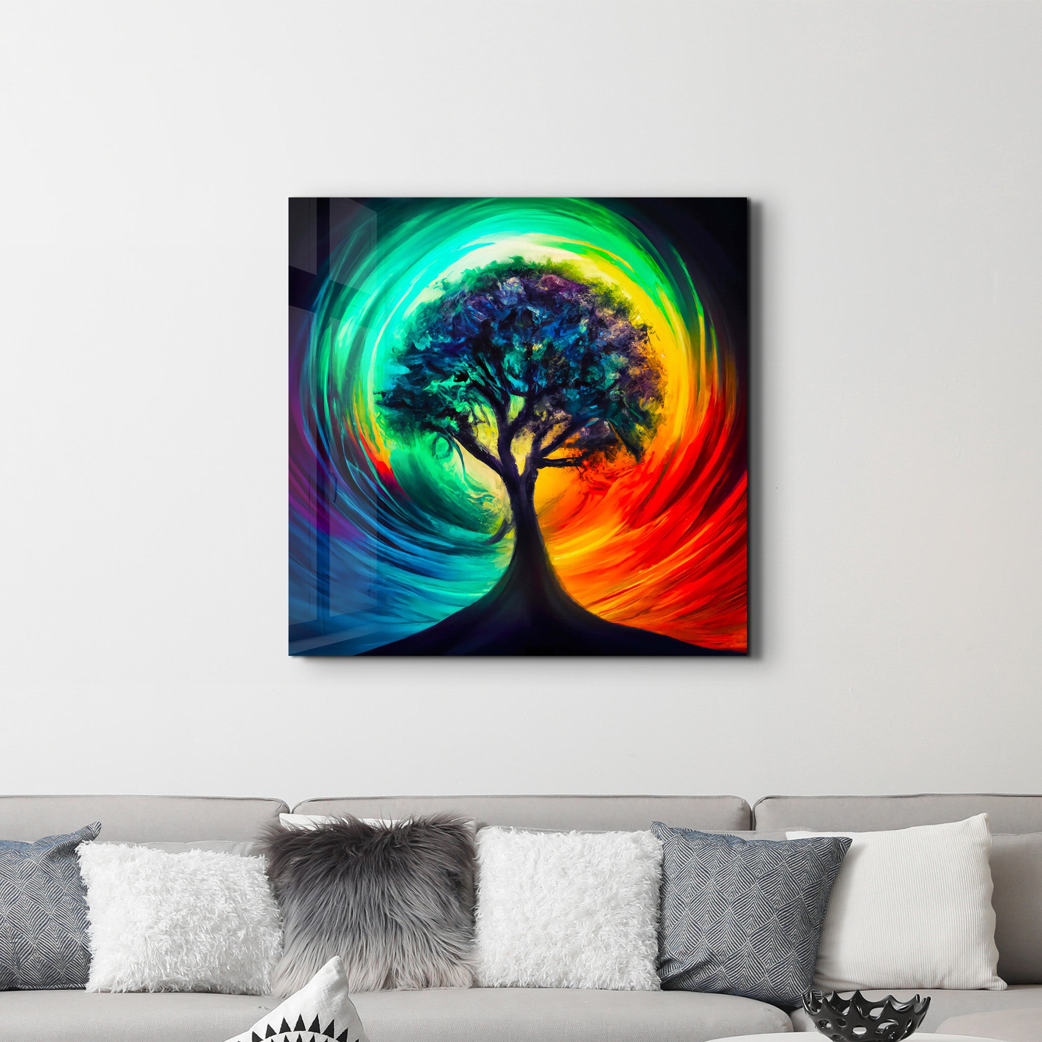 Tree of Life Oil Paint | Glass Wall Art - Artdesigna