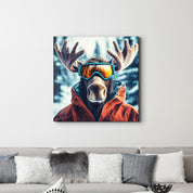 Moose's Snowy Adventure | Glass Wall Art