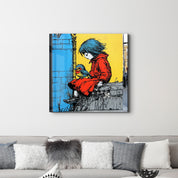 Young Girl in a Red Coat | Glass Wall Art