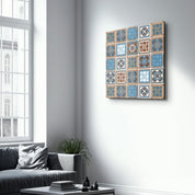 Blue-Light Brown Italian Ceramic Tiles Collection | Glass Wall Art - Artdesigna