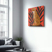 Leopard Retro | Glass Wall Art - Artdesigna