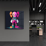 KAWS Fan Art Fight Night | Glass Wall Art - Artdesigna