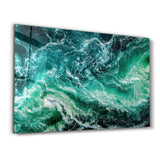 Green Waves | Glass Wall Art