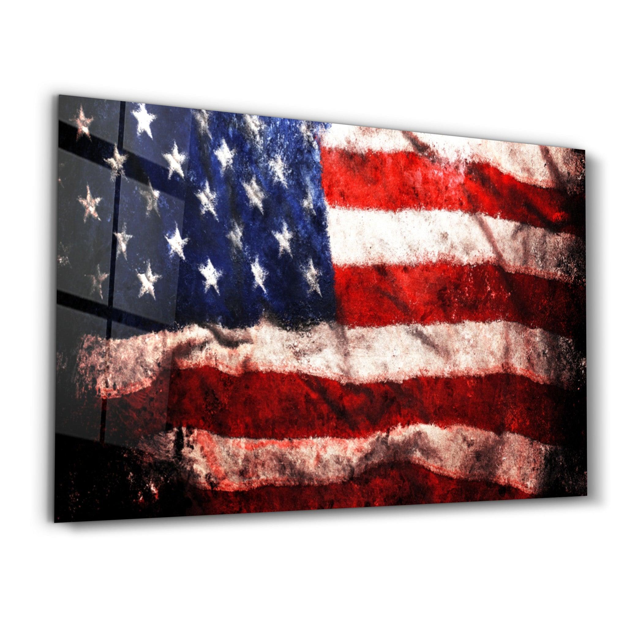 Flag of the U.S. | Glass Wall Art - Artdesigna