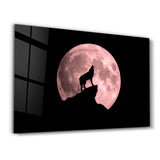 Wolf and Moon | Glass Wall Art