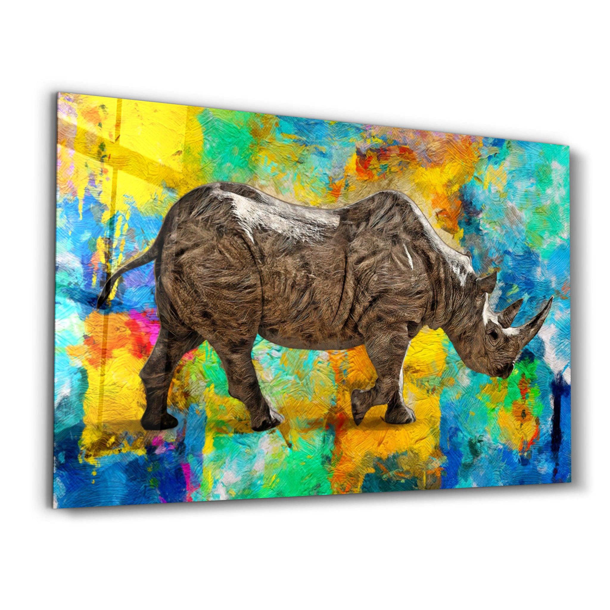 Abstract Rhino V2 | Glass Wall Art - Artdesigna