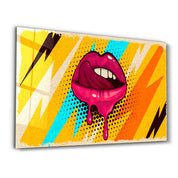 Abstract Pink Lips | Glass Wall Art - Artdesigna