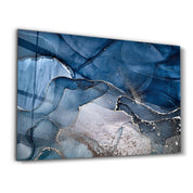 Dark Blue Wave Pattern V3 | Glass Wall Art - Artdesigna