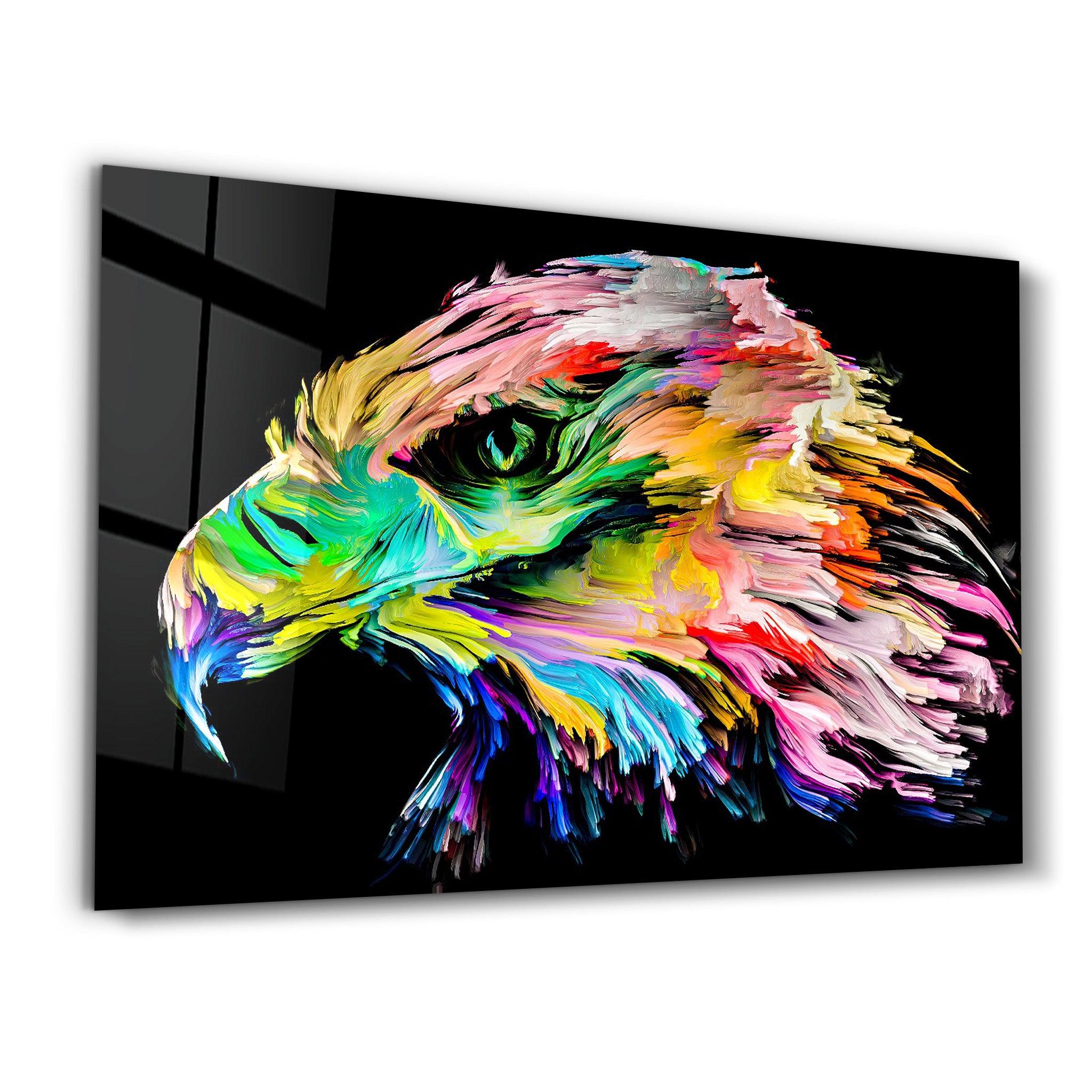 Colorful Eagle | Glass Wall Art - Artdesigna