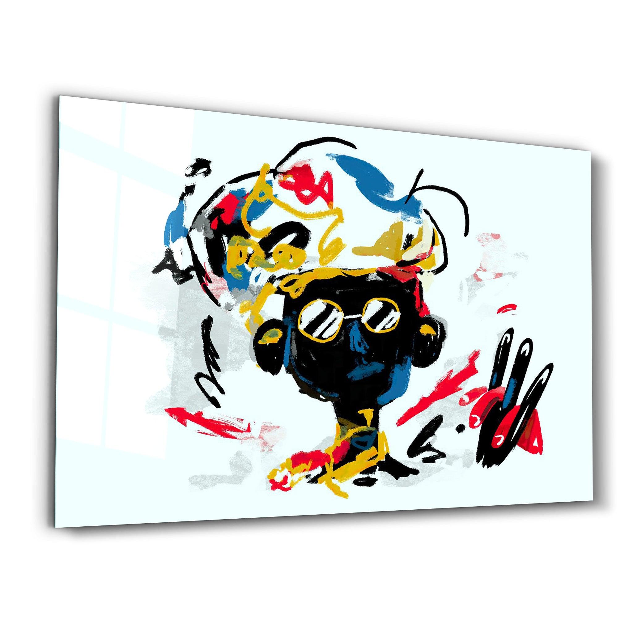 Abstract Colorful Kid | Glass Wall Art - Artdesigna