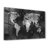 Black World Map | Glass Wall Art