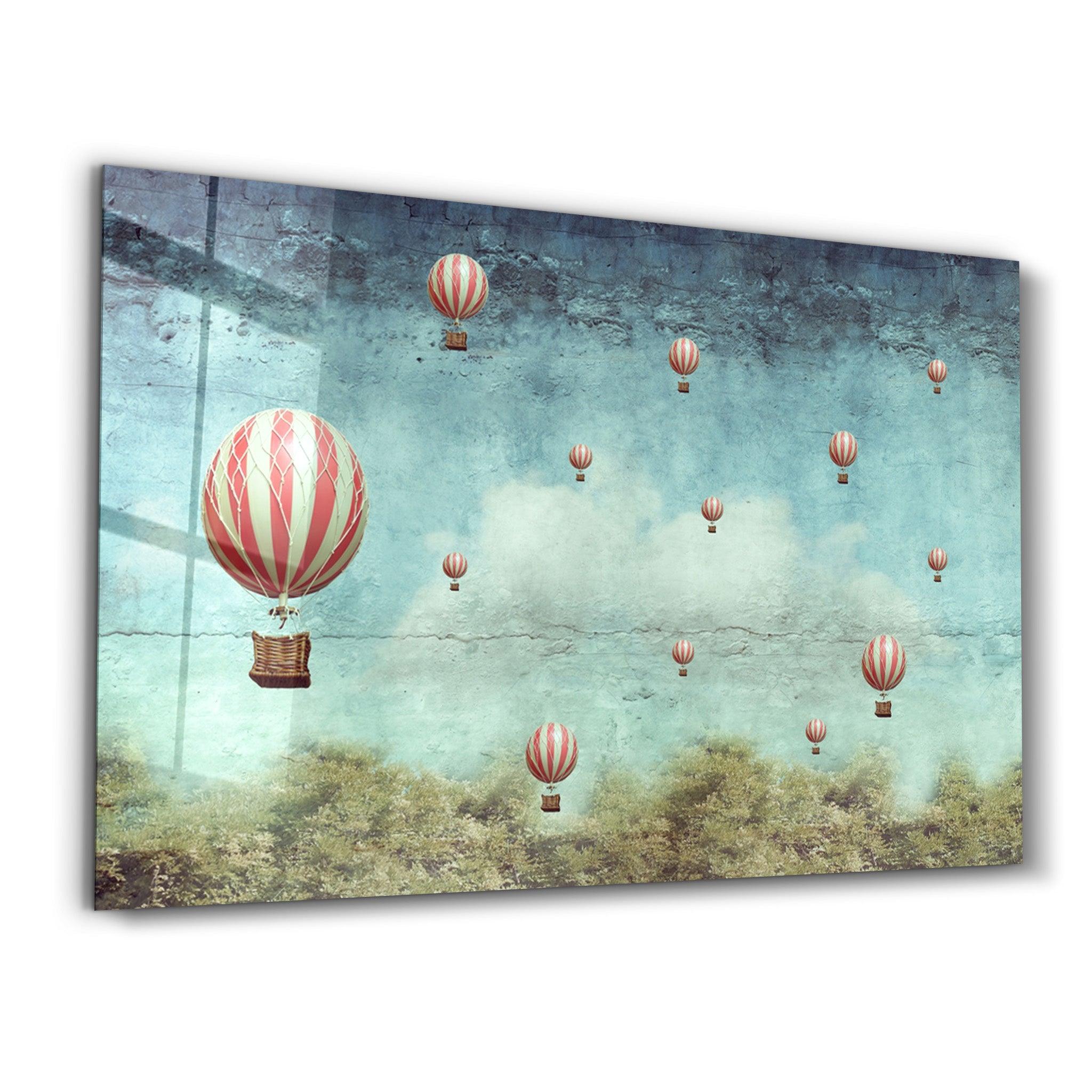 Abstract Air Balloons | Glass Wall Art - Artdesigna