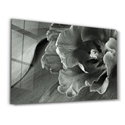 White&Gray Flower | Glass Wall Art - Artdesigna